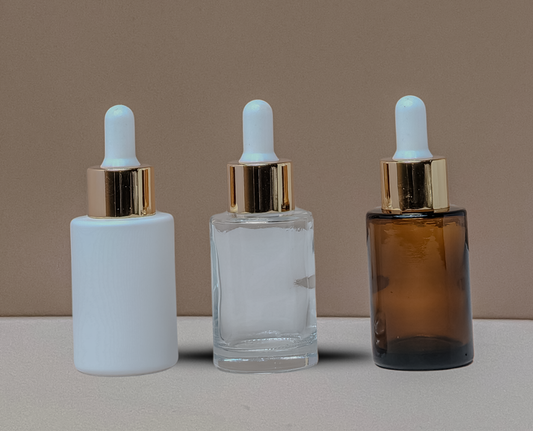 30Ml Glass Bottle With Gold White Dropper (Flat)