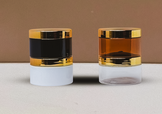 250g Wide Plastic Jar With Gold Electroplated Lid