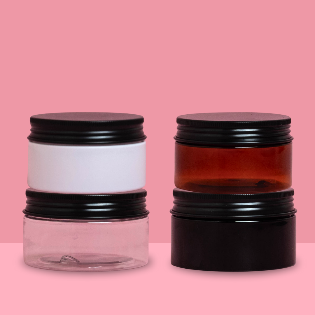 100g Plastic Jar With Black Aluminium Lid
