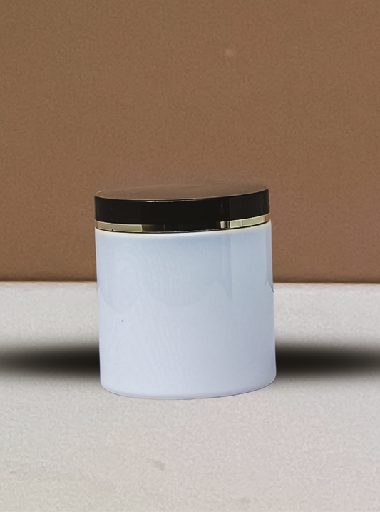 500g Plastic Jar With Black Lid with Gold Strip