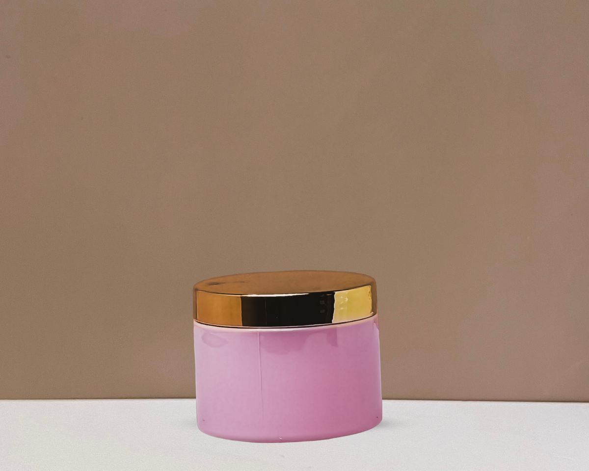 300g Plastic Jar With Gold Electroplated Lid