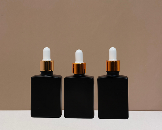 30ml Rectangle Glass Bottle with Gold White Dropper