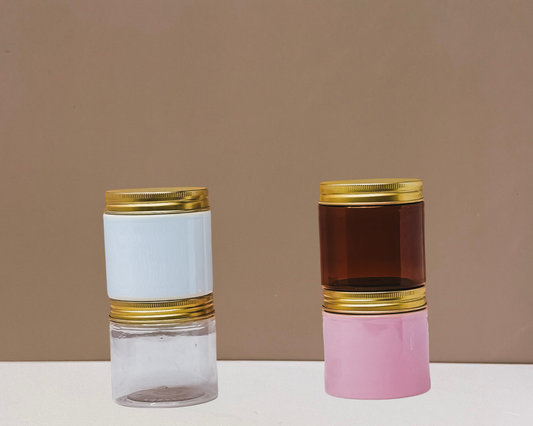 200g Plastic Jar With Gold Aluminium Lid