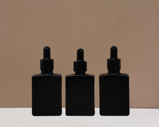 30ml Rectangle Glass Bottle with Black Smooth Dropper