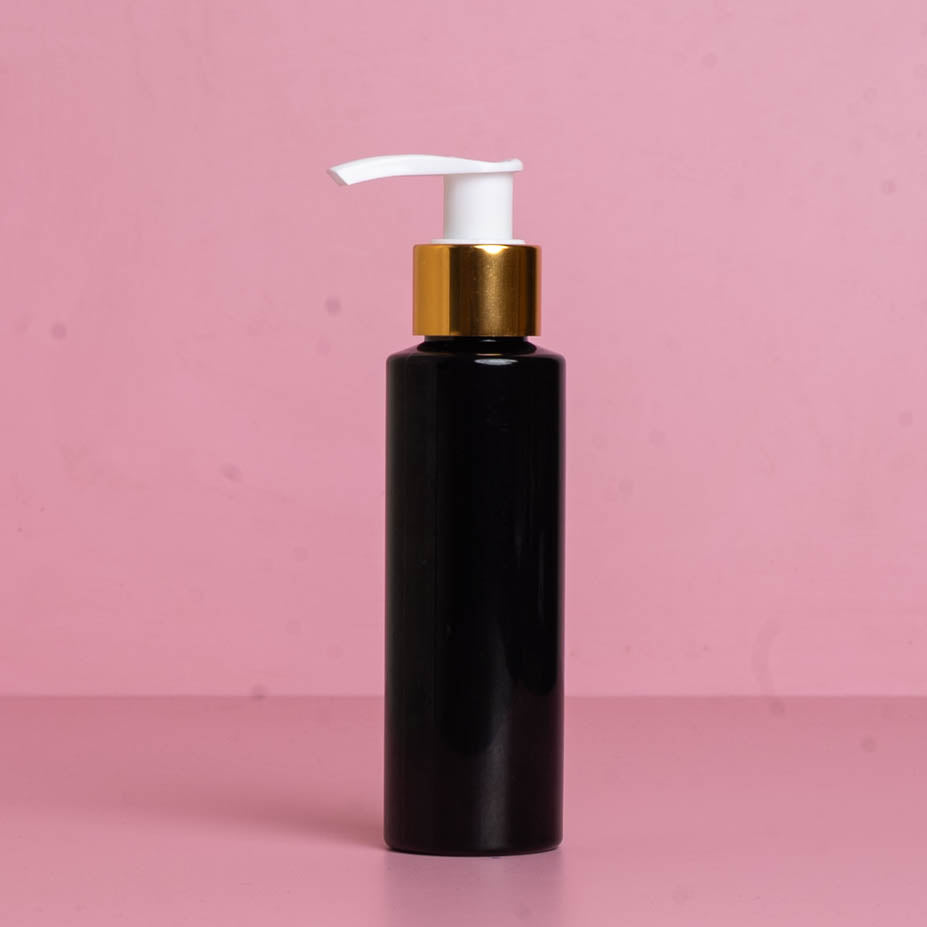 100Ml Pet Bottle With Old Gold White Lotion Pump