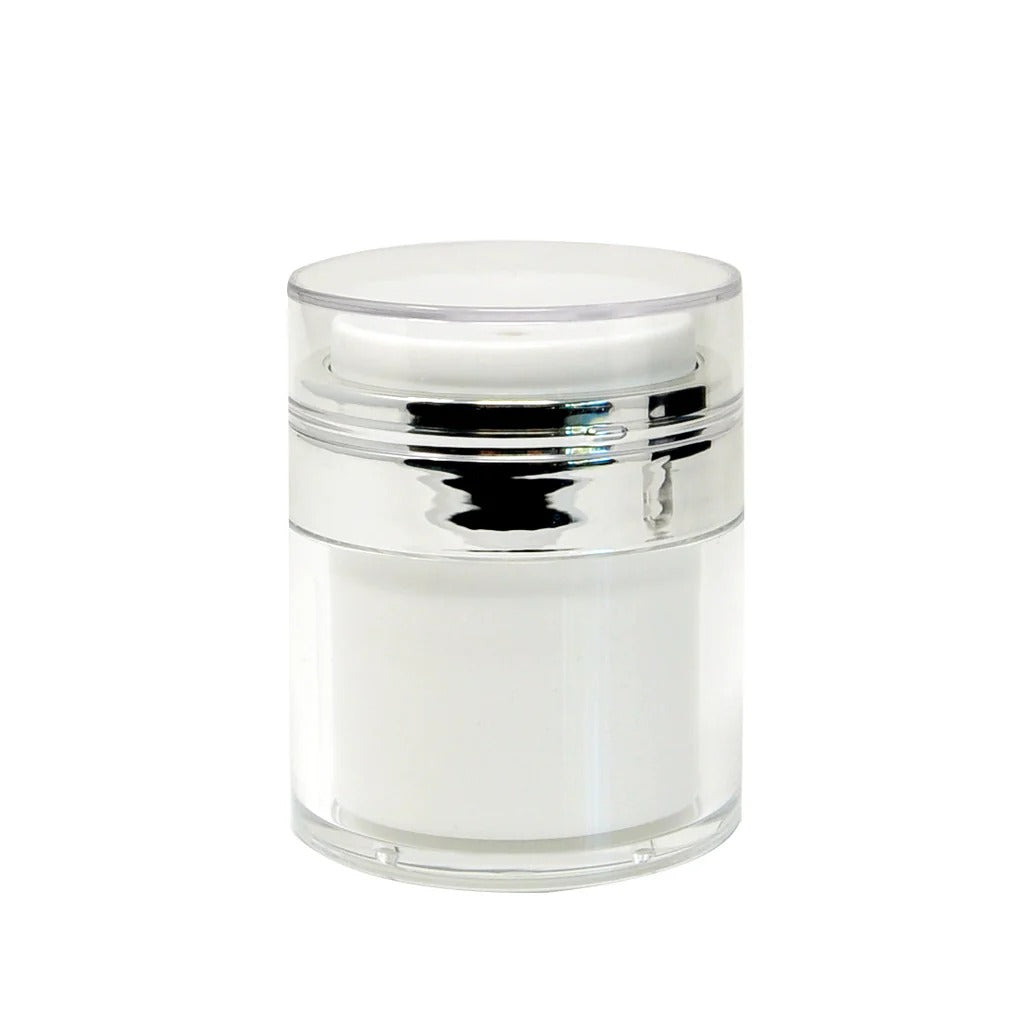 50g White Airless Jar With Gold Strip