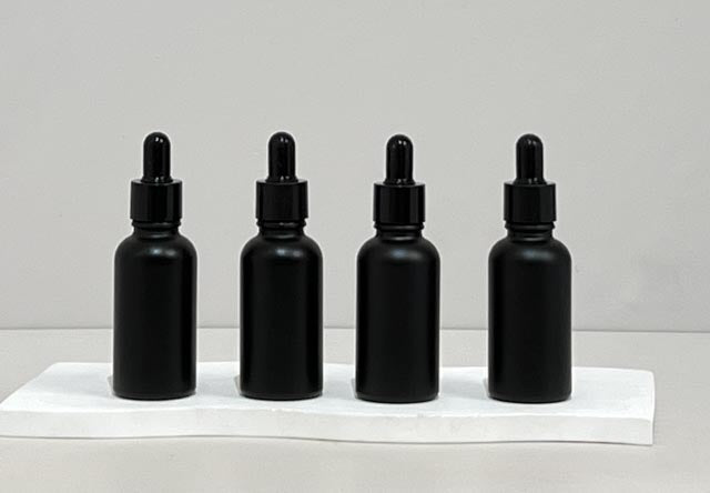 30Ml Glass Bottle With Black Smooth Tamper Proof Dropper (Round)