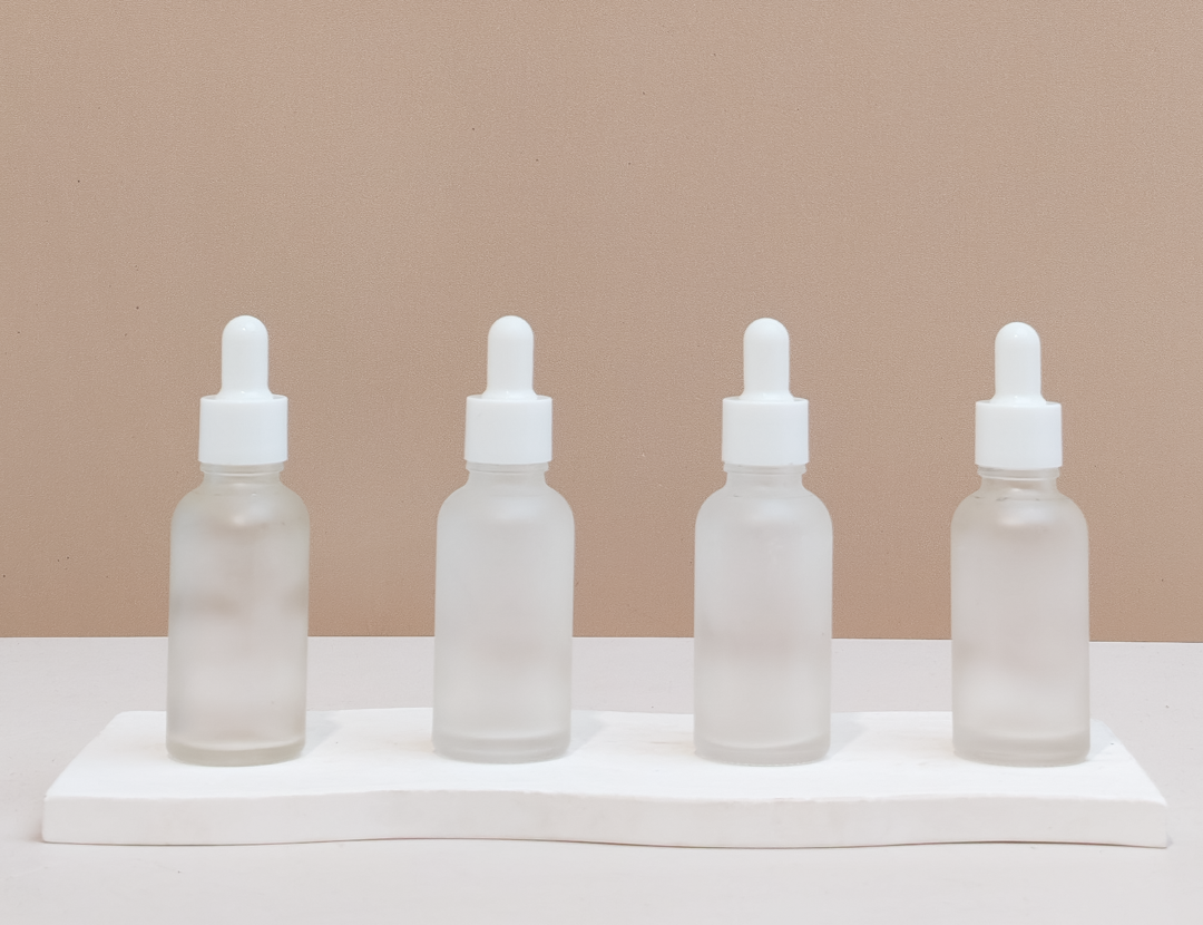 30Ml Glass Bottle With Plain White Dropper (Round)