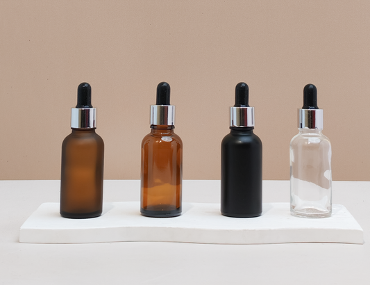 30Ml Glass Bottle With Silver Black Dropper (Round)