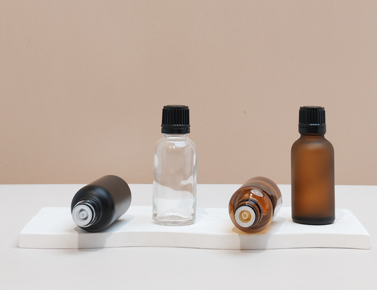 30Ml Glass Bottle With Black Smooth Tamper Proof Cap + Insert (Round)