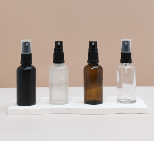 50Ml Glass Bottle With Black Mist Sprayers (Round)