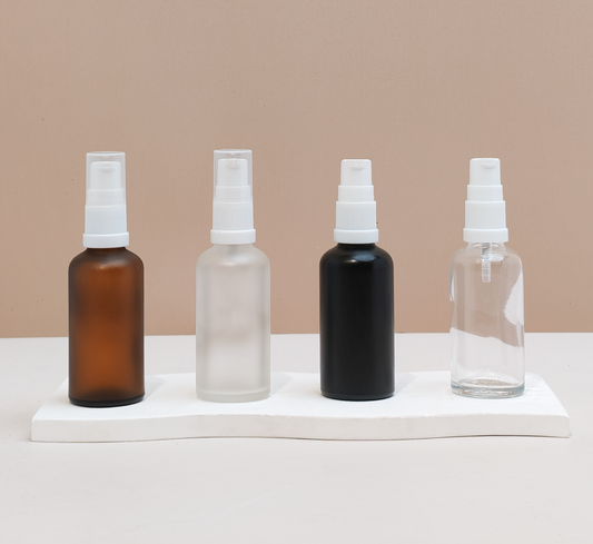 50Ml Glass Bottle With White Mist Sprayer (Round)