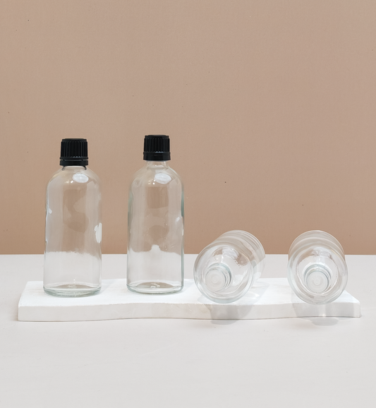 100Ml Glass Bottle With Black Smooth Tamper Proof Cap + Insert (Round)