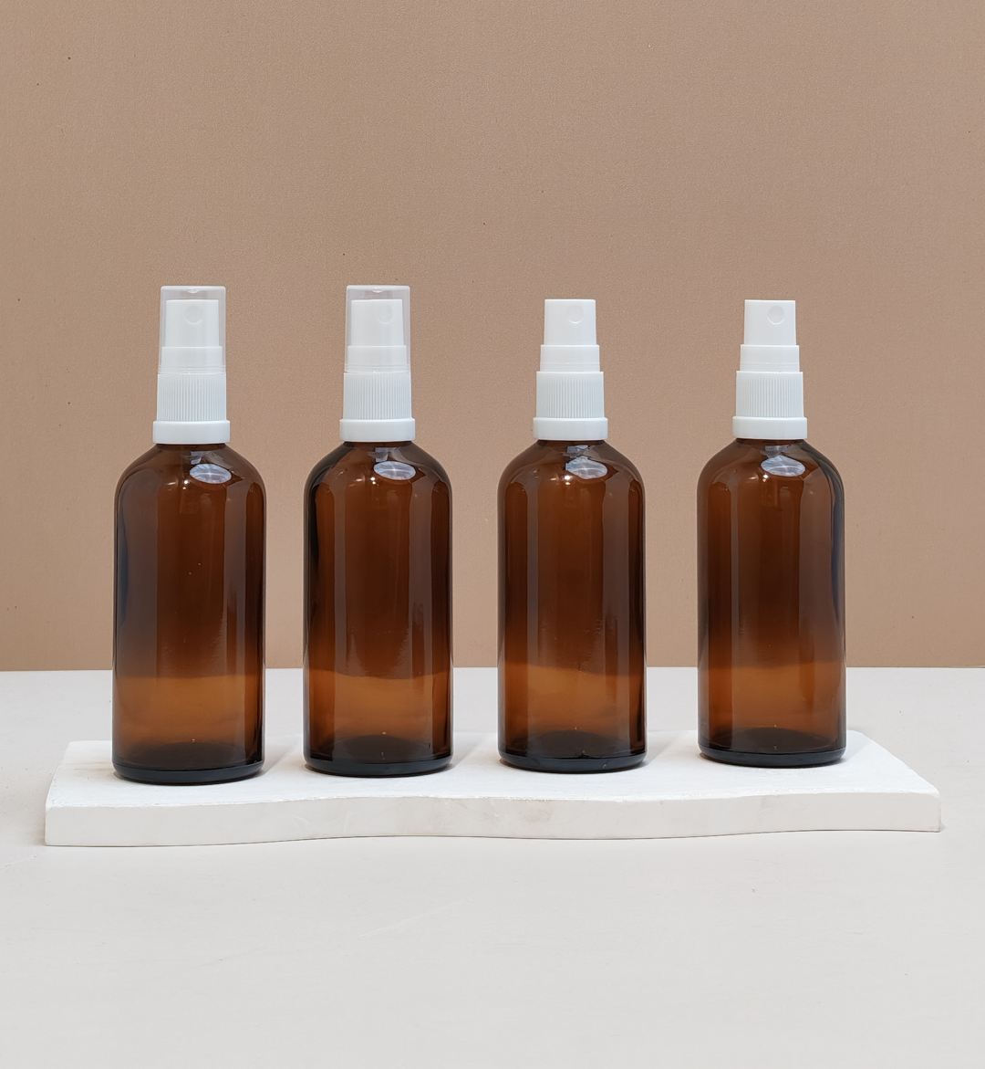 100Ml Glass Bottle With White Mist Sprayer (Round)