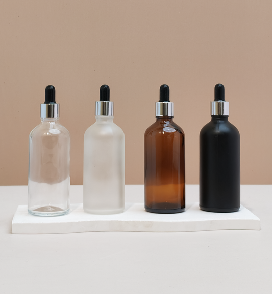 100Ml Glass Bottle With Silver Black Dropper (Round)