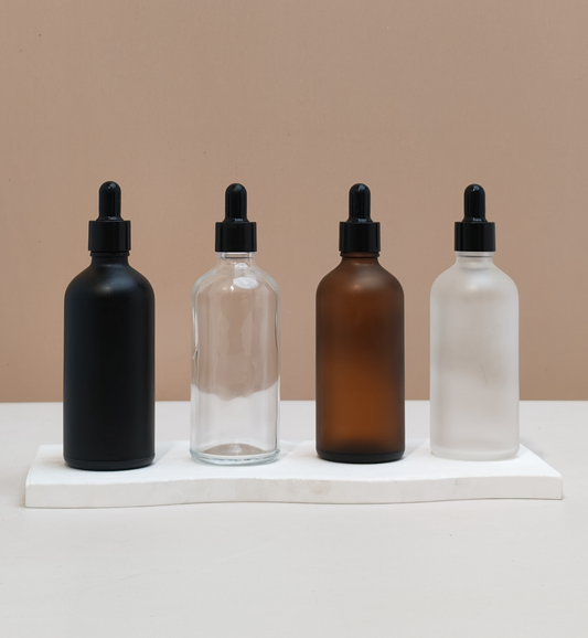 100Ml Glass Bottle With Black Smooth Dropper (Round)