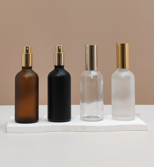 100Ml Glass Bottle With Gold Mist Sprayer (Round)