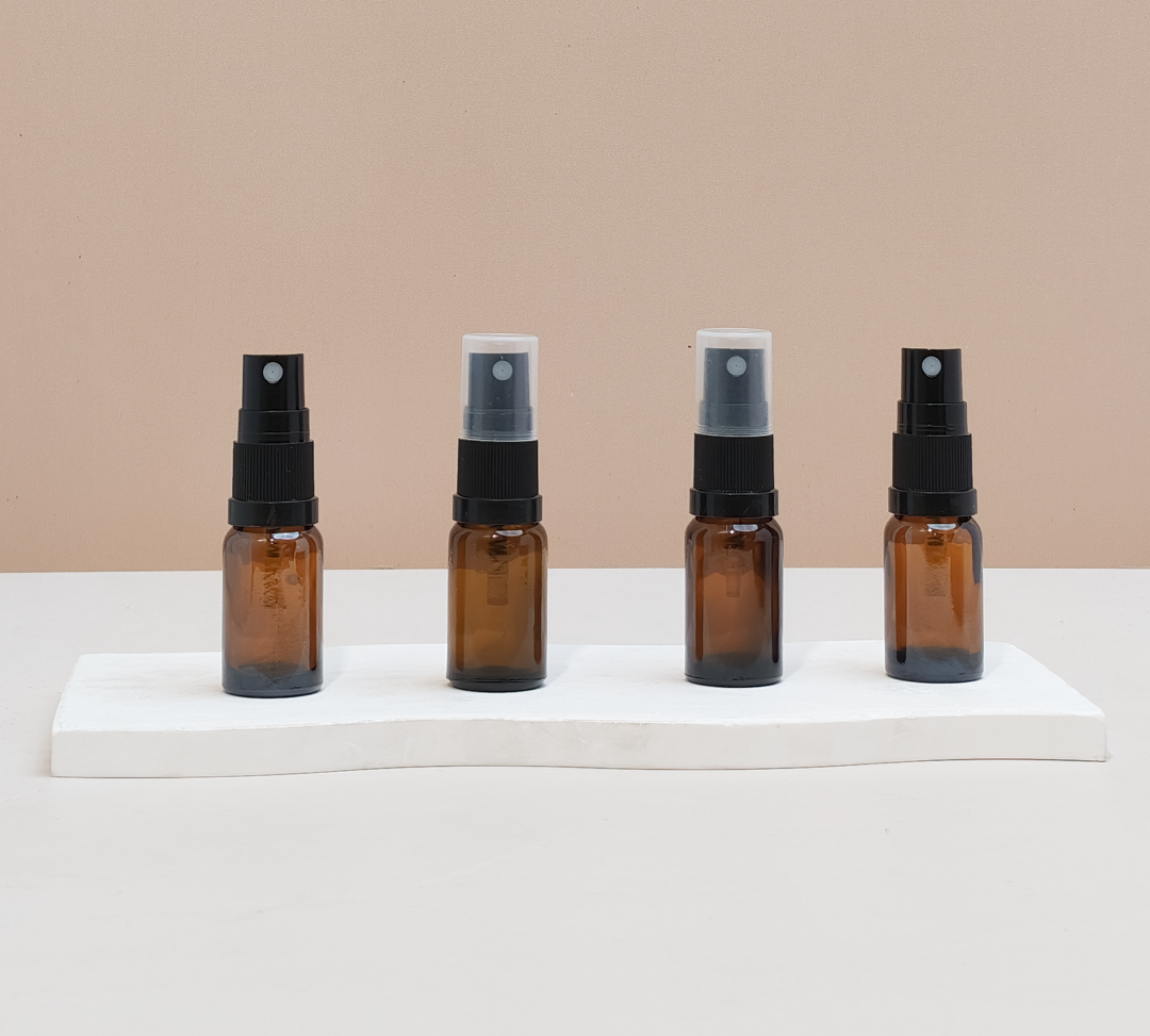10Ml Glass Bottle With Black Mist Sprayer (Round)