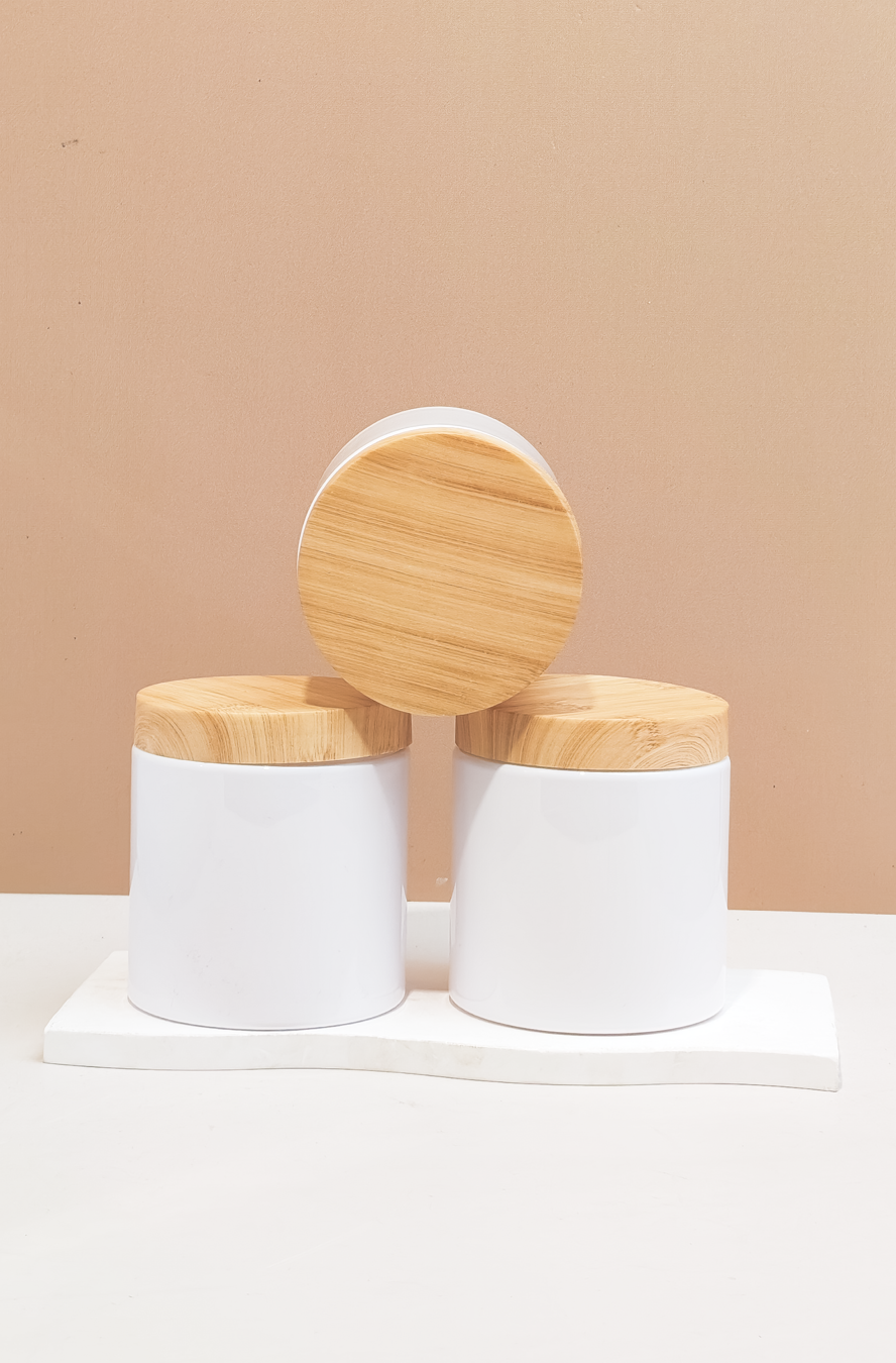 500g Tall Plastic Jar With Bamboo Lid