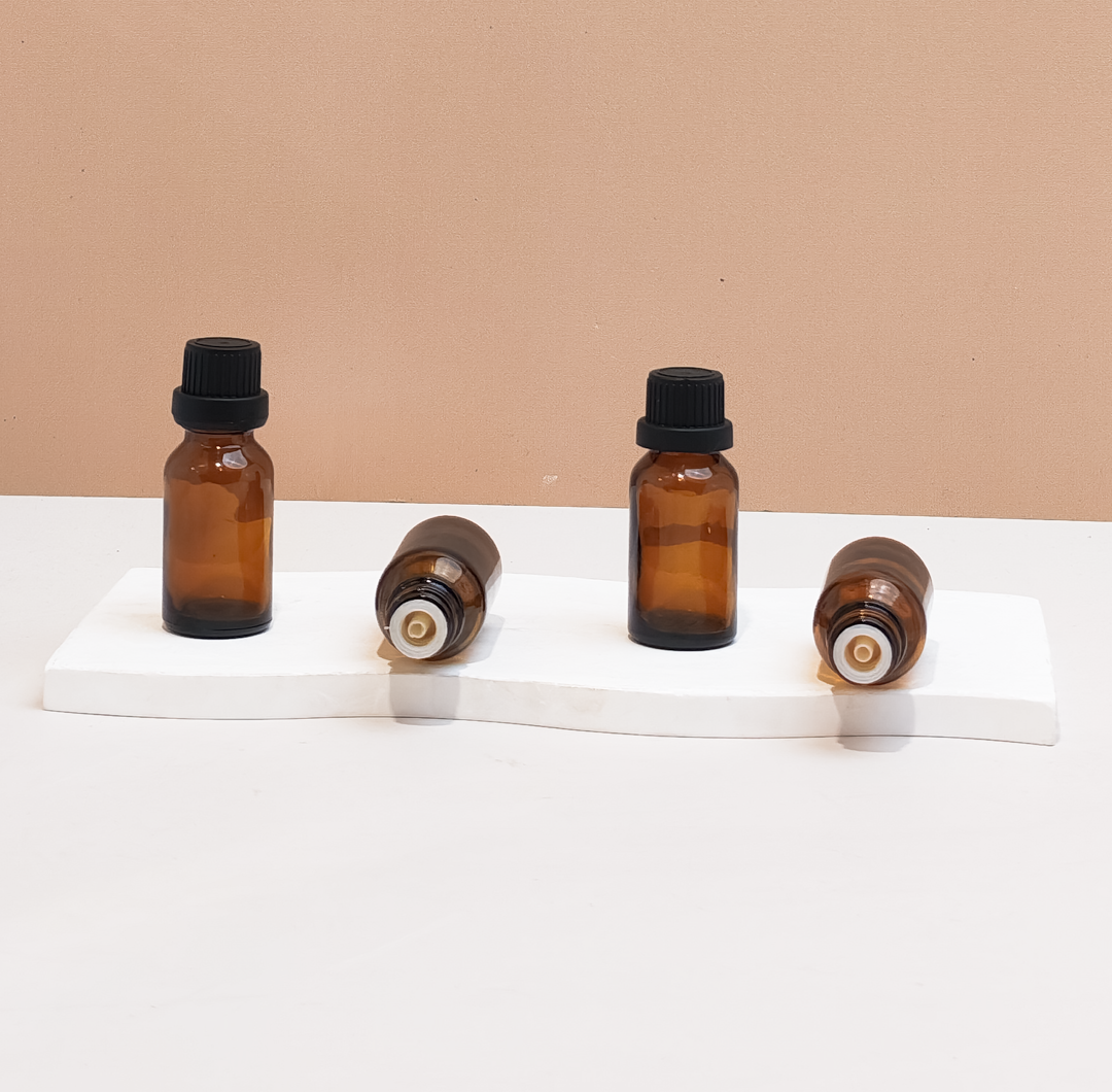 15Ml Glass Bottle With Black Tamper Proof Cap + Insert (Round)