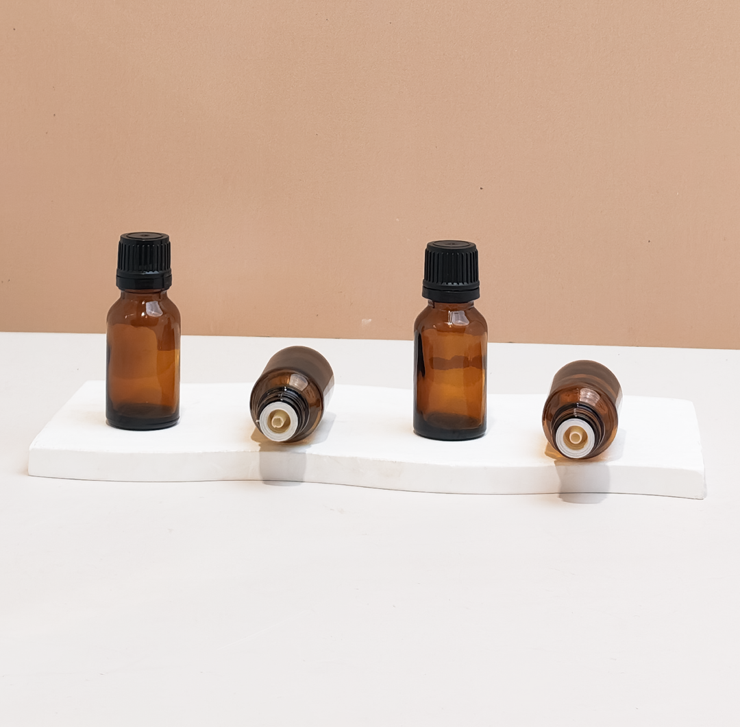 15Ml Glass Bottle With Black Smooth TamperProof Cap + Insert (Round)