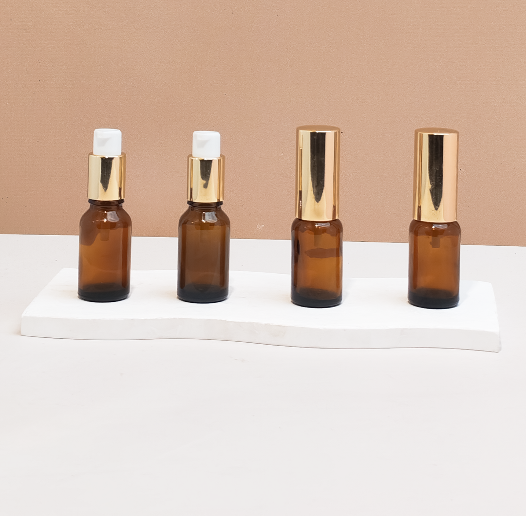 15Ml Glass Bottle With Gold Treatment Pump