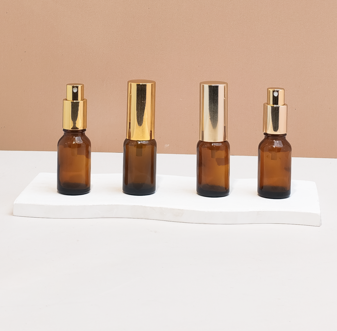 15ml Glass Bottle with Gold Mist Sprayer