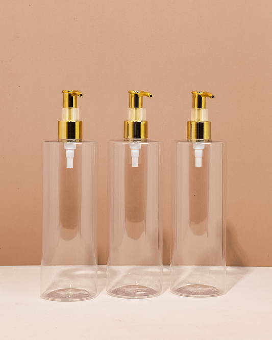 500Ml Tall Pet Bottle With All Gold Lotion Pump