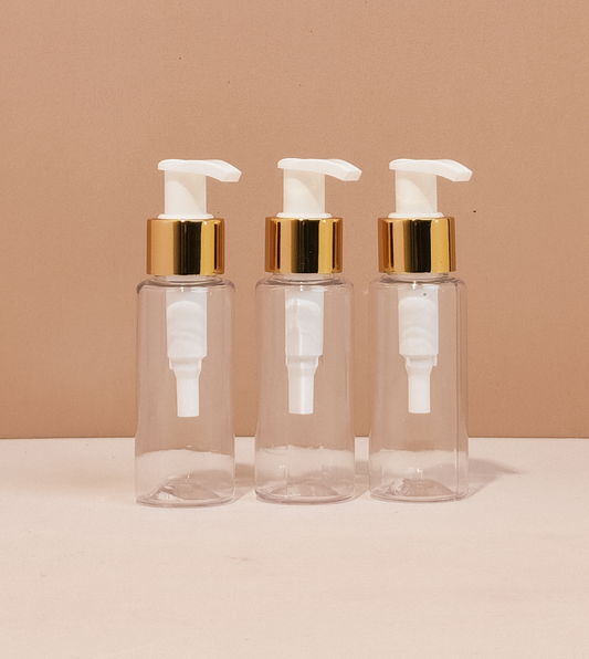 60Ml Pet Bottle With Old Gold White Lotion Pump