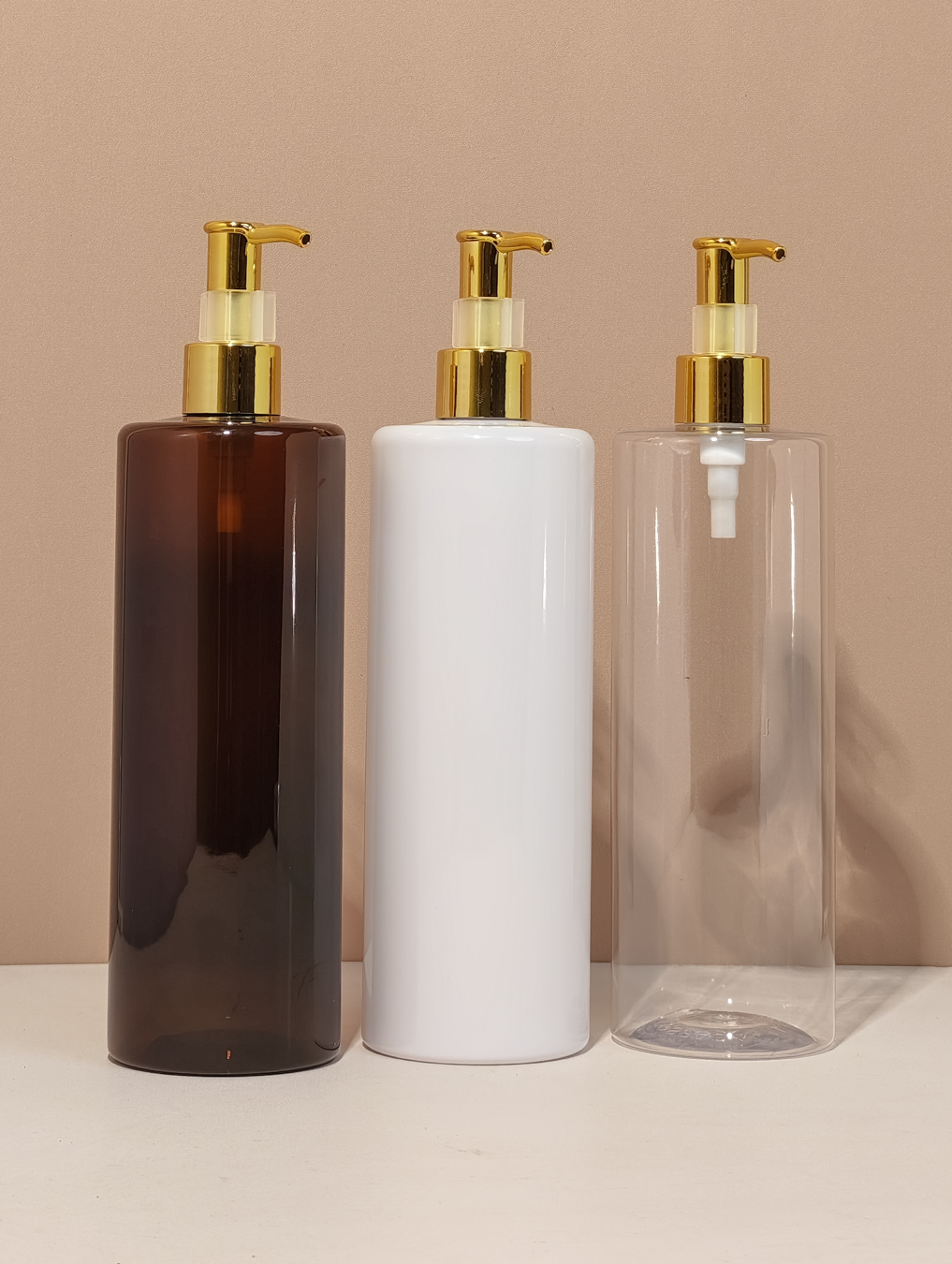 500Ml Tall Pet Bottle With All Gold Lotion Pump