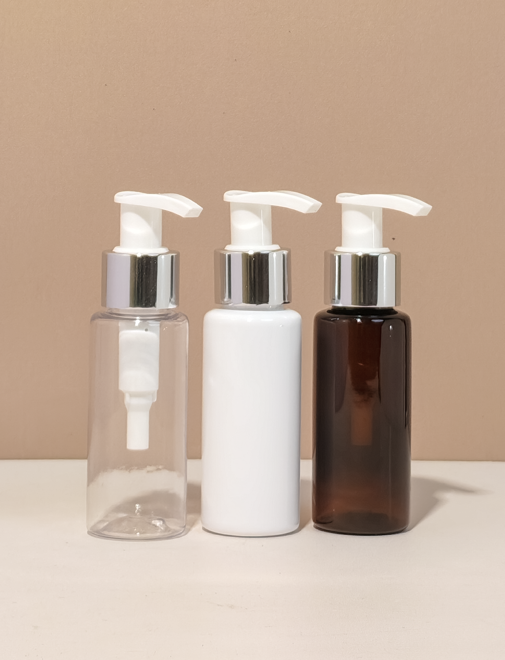 60Ml Pet Bottle With Silver White Lotion Pumps