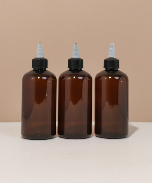 250Ml Short Pet Bottle With Black Applicator With Clear Top