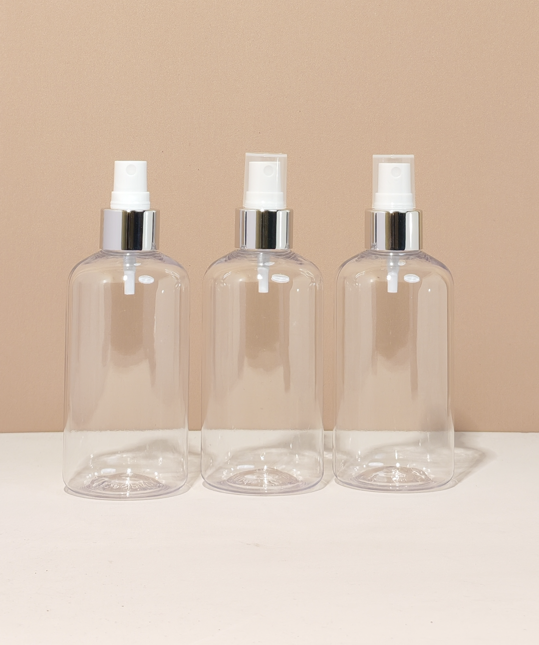 250Ml Short Pet Bottle With Silver Mist Spray