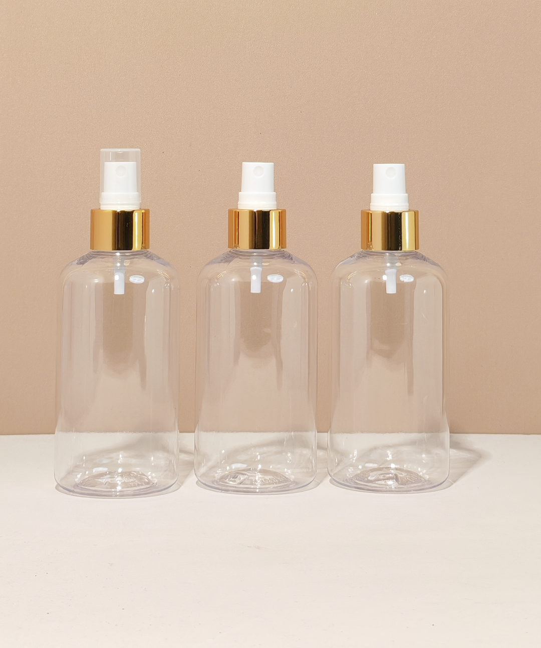 250Ml Short Pet Bottle With Gold Mist Spray