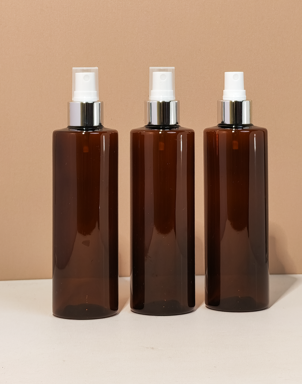 250Ml Tall Pet Bottle With Silver Mist Spray