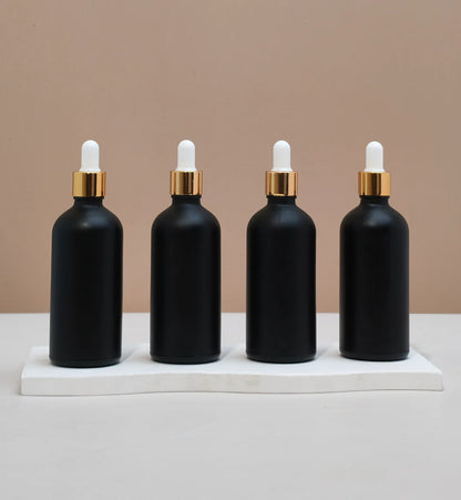 100Ml Glass Bottle With Gold White Dropper (Round)