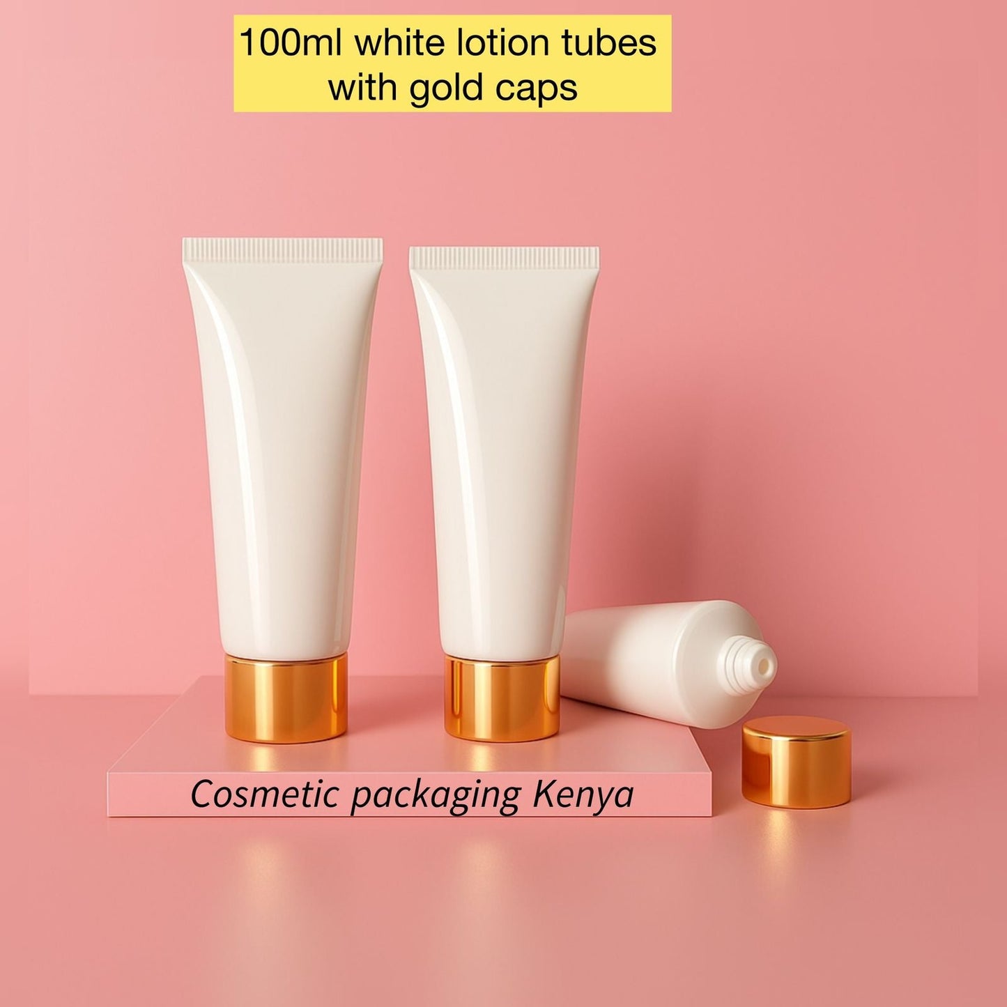 100Ml White Lotion Tube With Gold Cap