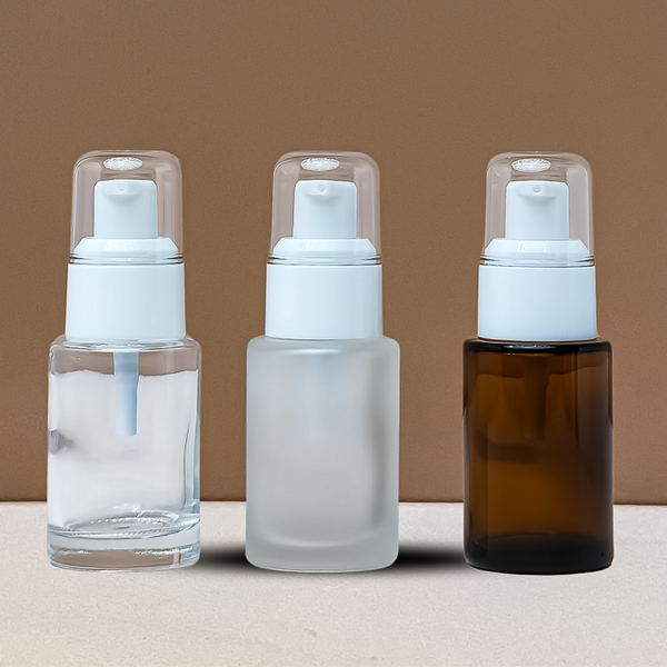 30ML Glass Bottle With White Treatment Pump (Flat)