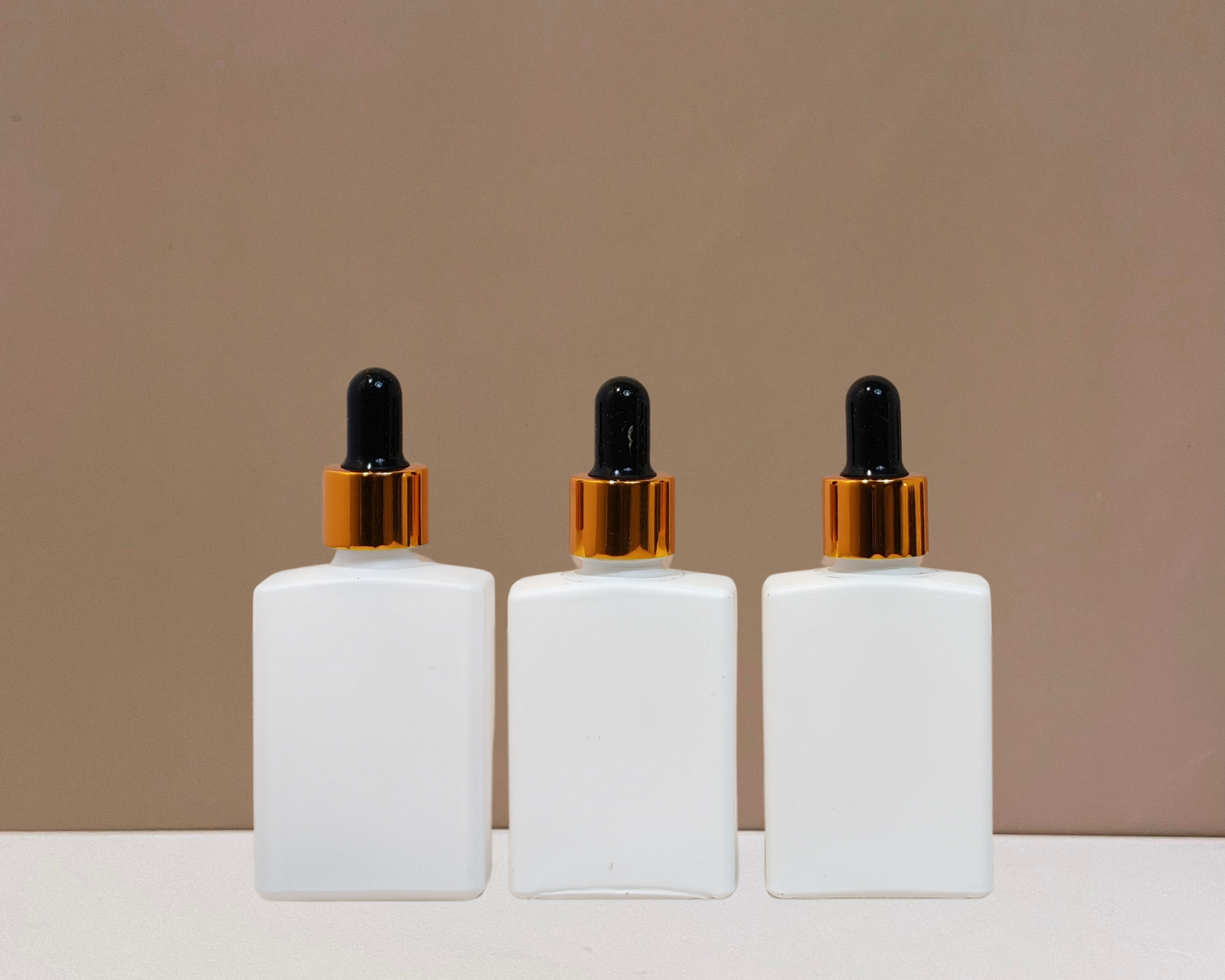 30ml Rectangle Glass Bottle with Gold Black Dropper