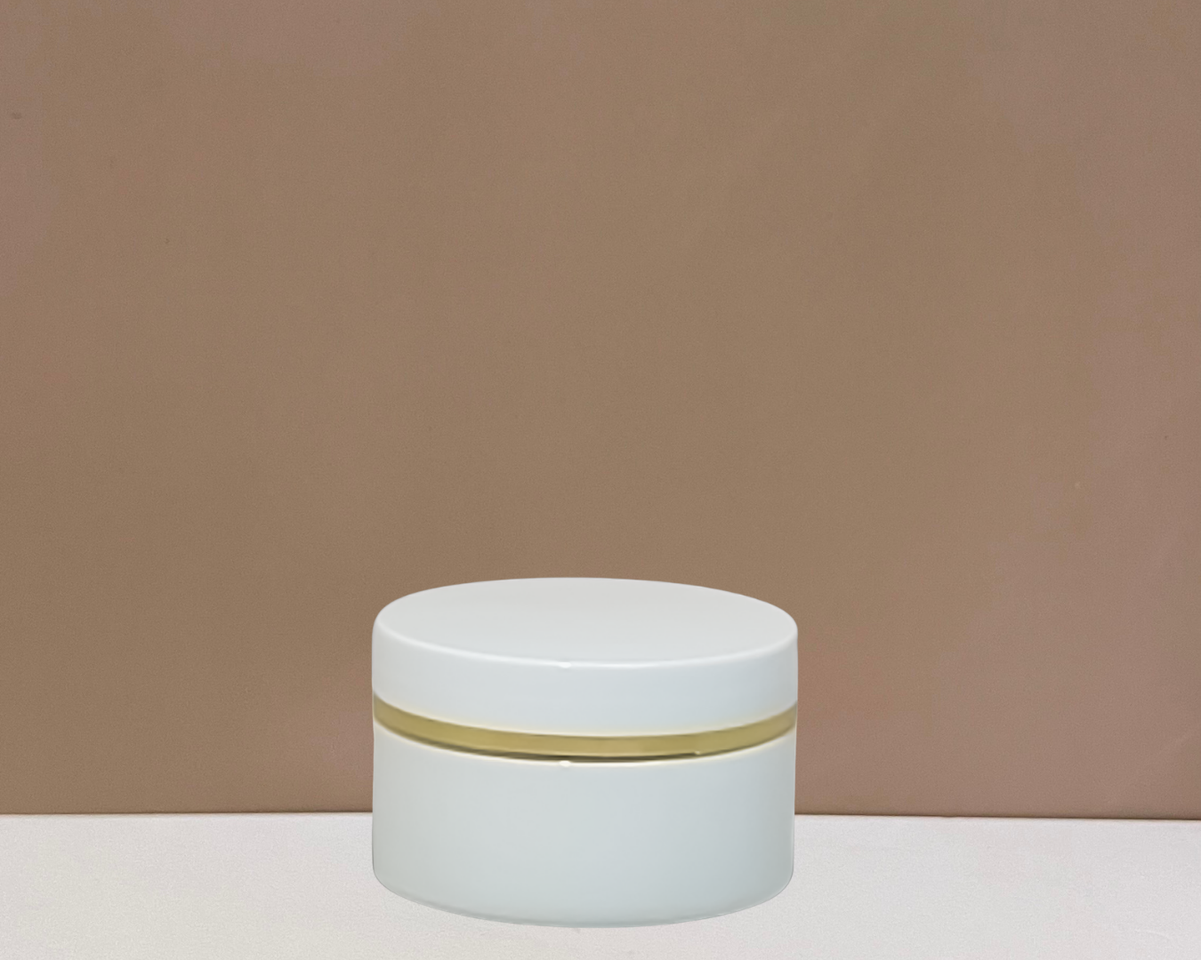 100g Plastic Jar With White Lid and Gold Strip