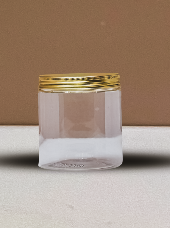 500g Plastic Jar With Gold Aluminium Lid