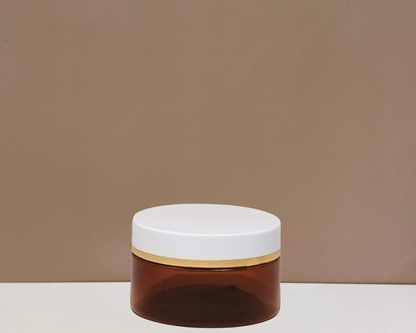 100g Plastic Jar With White Lid and Gold Strip