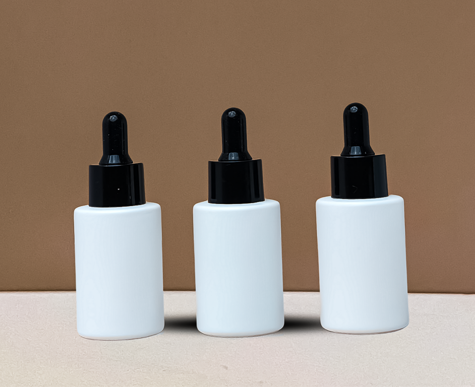 30Ml Glass Bottle With Black Smooth Dropper (Flat)