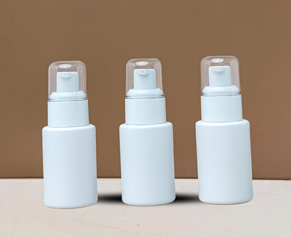 30ML Glass Bottle With White Treatment Pump (Flat)
