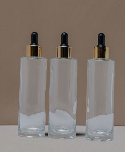 100Ml Glass Bottle With Gold Black Dropper (Flat)