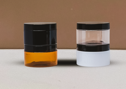 250g Wide Plastic Jar With Black Lid