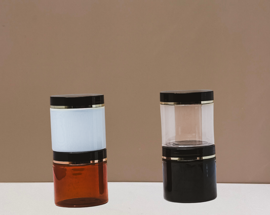 200g Plastic Jar With Black Lid With Gold Strip