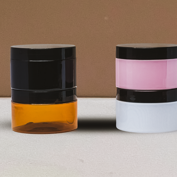 250g Wide Plastic Jar With Black Lid