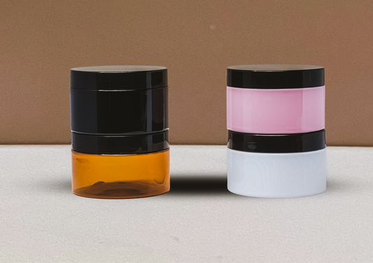 250g Wide Plastic Jar With Black Lid
