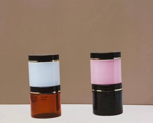200g Plastic Jar With Black Lid With Gold Strip